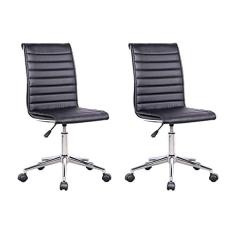 Conjunto com 2 Cadeiras de Escritório Secretária Giratórias Marilyn Preto