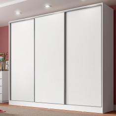 Guarda Roupa Casal 100% MDF Madesa Royale 3 Portas de Correr Branco