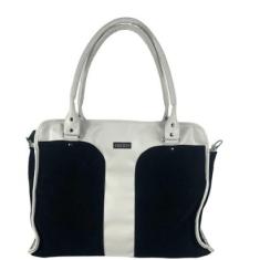 Bolsa Grande Bicolor Camurça Preto-Feminino