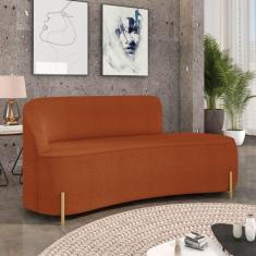 Sofá 3 Lugares Orgânico 180cm Morgan Pé Aço Dourado Bouclê D03 - D'Ros