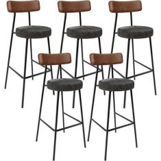 Kit 05 Banquetas Alta Cozinha Sala De Jantar Milão L02 material sintét