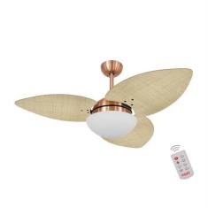 Ventilador de Teto Dormamu Cobre 3 Pás Palmae Natural 220V com Control