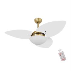 Ventilador de Teto Dormamu Dourado 3 Pás Branco 220V com Controle - Ca