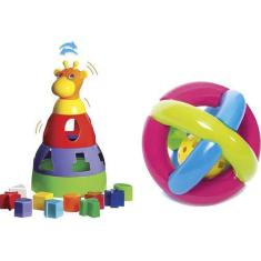 Kit De Brinquedos Para Bebê De 1 Ano Didático Girafa E Bola Maluquinha