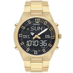 Relógio ORIENT masculino dourado anadigi MGSSA004 PXKX