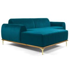 Sofá 320cm 5 Lugares Chaise Esquerdo Pés Gold B-66 Turquesa