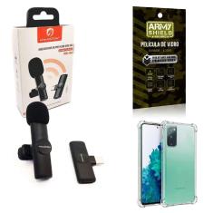 Capa Samsung S20 Fe + Microfone Lapela Sem Fio + Película 3D