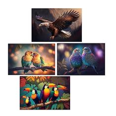 Kit 4 Quebra-cabeças Cognitivos Belos Pássaros de 40 peças