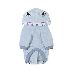 QWINEE Moletom com capuz para cachorro tubarão, casaco quente, casaco de cachorro, Natal, Halloween, fantasia de cachorro, cosplay, roupas de inverno para cães pequenos, médios, gatos, gatinho, cinza,
