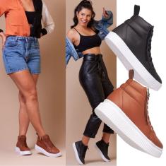 Kit 2 Tênis Cano Longo: Um Preto Clássico Para Um Visual Urbano E Um Caramelo Plataforma.