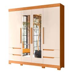 Guarda Roupa Vivacce Casal 4 Portas com Espelho Albatroz