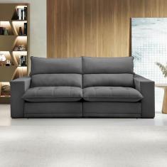 Sofá Retrátil e Reclinável Martinho 230cm Veludo Cinza  - Celflex