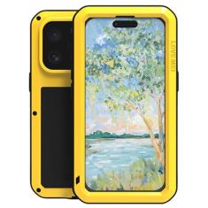 Capa à prova de choque para iPhone 16 Pro - Capa de proteção de corpo inteiro de grau militar resistente para iPhone 16 Pro de 6,3 polegadas, moldura de metal de vidro temperado resistente a quedas, à