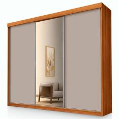 Guarda Roupa Casal Florença 3 Portas de Correr com Espelho Freijó Maní - Luapa 