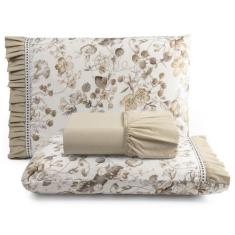 Jogo Cama Lençol Queen Minuano 100% Algodão 3 Peças - Cáqui - Casa Sho