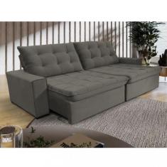 Sofá 4 Lugares Retrátil Reclinável 290cm Veludo Califórnia Wood Estofa