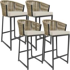Kit 04 Banqueta Para Área Gourmet Cozinha Varanda Corda Náutica Sunset