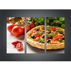 Quadro Decorativo Pizza Pizzarias Restaurantes Gourmet Com 3 peças Com