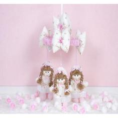 Mobile bebe arco boneca vestido com lese para berço - CKD CONFECCOES, 