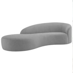 Divã Recamier Orgânico França 200cm Lado Esquerdo Linho Cinza Claro - 