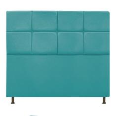 Cabeceira Estofada Damares 140 cm Casal Com Botonê  Suede Azul Turques
