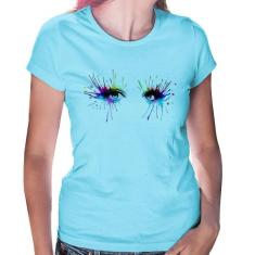 Baby Look Olhos Cores Pintura - Foca na Moda, Azul bebê, GG