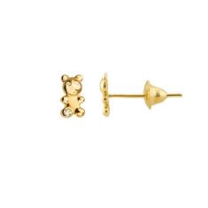 Brinco Infantil de Ouro 18k Ursinho com Diamante - AGAPRIME JÓIAS