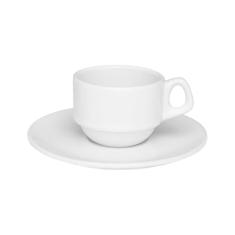 Xícara de Cafezinho Empilhável 75ml com pires Oxford, 6 Peças