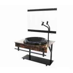 Gabinete De Vidro Para Banheiro 60Cm - Mármore Imperador