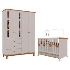 Berço Americano Mini Cama com Guarda Roupa Infantil Antonella 4 Portas