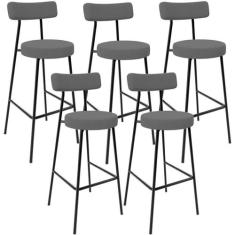 Kit 05 Banquetas Baixa Bar Cozinha Sala De Jantar Estrutura Em Aço Mil