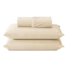lençol creme casal padrao c/ elastico mais fronhas percal - BF confecc
