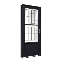 Porta de Aço de Giro com Postigo e Grade Quadrada 215x90cm Facilitá Lucasa Preto