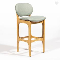 Banqueta Alta para Cozinha Decor Madeira Mel Linho Verde L84 RMI