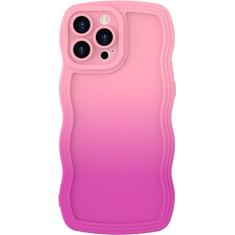 miyonsin Capa para iPhone 14 Pro, design de moldura ondulada ondulada para mulheres e meninas, linda capa de telefone de cor gradiente ondulada, macia TPU SLiquid silicone para proteção de câmera para