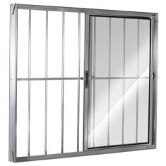 Janela de Alumínio de Correr 100x100cm com Grade 2 Folhas Direita Ecos