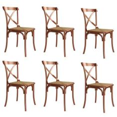 Kit 6 Cadeiras Katrina Cobre Assento Corano Bege New Green - Aço