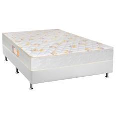 Cama Box Casal: Colchão Ortopédico Castor Sleep Firme + Base Crc Courano White(138X188)