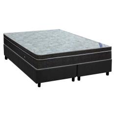 Cama Box Queen: Colchão Molas Ortobom Nanolastic Light Selado + Base CRC Suede Gray(158x198)