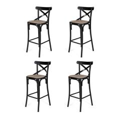 Kit 4 Banquetas Katrina Em Aço Preto - Cor: Preto