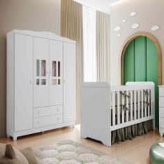 Quarto De Bebê Berço 3 Em 1 Guarda Roupa Infantil Branco