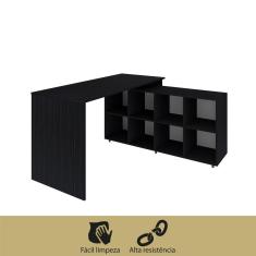 Mesa Em L Escrivaninha Kubus Com 8 Nichos Yescasa Preto