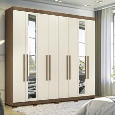 Guarda-roupa 8 Portas 4 Gavetas Master New Com Espelho E Pés Jatobá-areia