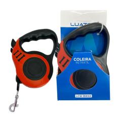 Guia Retrátil Passeio Pet Cachorro E Gato 3 Metros Vermelho