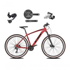 Bicicleta Aro 29 Ksw Xlt Deore E Altus 27v Freio Hidráulico Garfo Trava Pneu Faixa Bege - Vermelho Tam.15