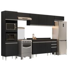 Armário De Cozinha Modulada 5 Peças Cp14 Balcão Com Tampo Preto - Lumil