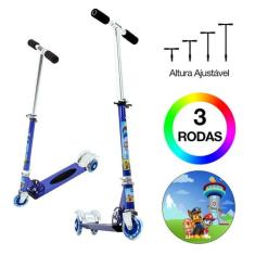 Patinete Patrulha Canina Infantil Meninos de Três Rodas Azul - DM Radi