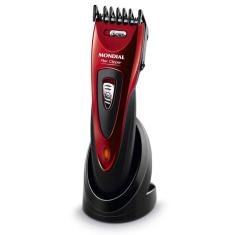 Máquina de Cortar Cabelo Mondial Flex Clipper Lâminas em Aço Inox 10W Vermelho/Preto Bivolt - CR-04