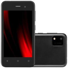 Smartphone Multilaser E Lite 2 P9146 Preto com 32GB, 1GB de RAM, Tela 4”, Android 10, Dual Chip, Câmera 2MP, 3G, Bluetooth e Processador Quad core