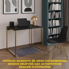 Escrivaninha Industrial Office Preta 120x53 Grécia Base Dourada